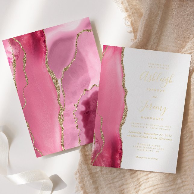 Invitation En Aluminium Mariage d'âge rose or moderne (Créateur téléchargé)