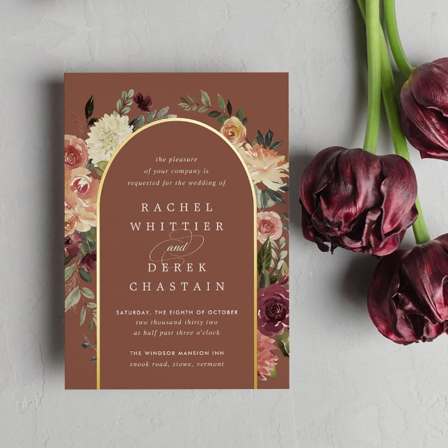 Invitation En Aluminium Mariage d'aquarelle de fleurs rustiques (Créateur téléchargé)