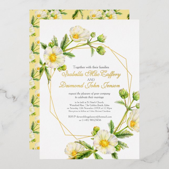 Invitation En Aluminium Mariage d'aquarelle rose de roche blanche (Recto/Verso)