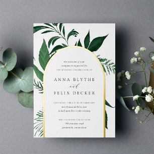 Invitation En Aluminium Mariage d'arc botanique vert de la forêt sauvage