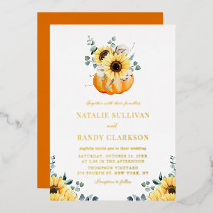 Invitation En Aluminium Mariage d'automne à la campagne avec citrouille et