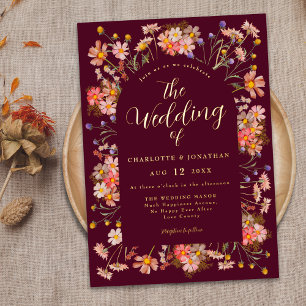 Invitation En Aluminium Mariage d'automne avec arche florale Bohème en Bou