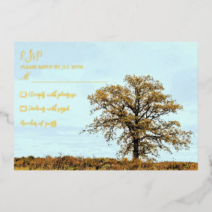 Invitation En Aluminium Mariage d'automne sous un chêne rustique