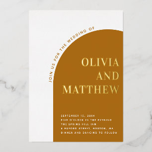 Invitation En Aluminium Mariage d'automne typographie moderne moutarde dor