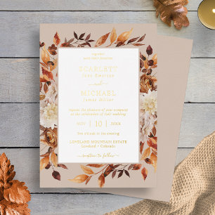 Invitation En Aluminium Mariage de automne Gold Modern