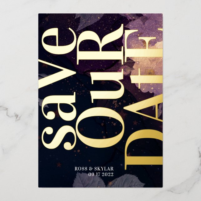 Invitation En Aluminium Mariage de automne violet Monogramme moderne (Recto)