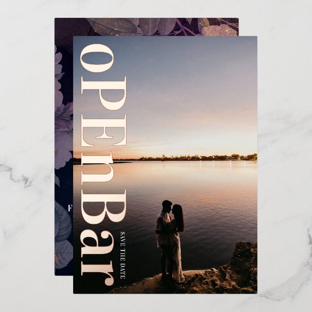 Invitation En Aluminium Mariage de automne violet Monogramme moderne (Recto/Verso)