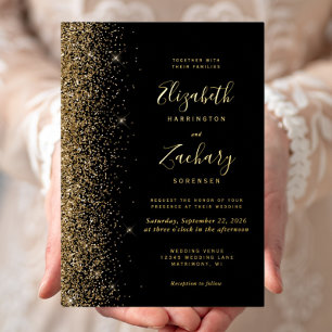 Invitation En Aluminium Mariage de bord de Parties scintillant moderne Bla