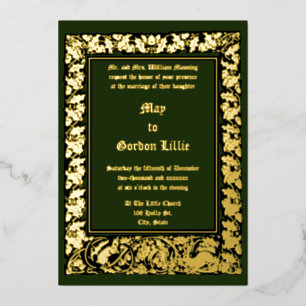 Invitation En Aluminium Mariage de bordure de feuillage de lapin et d'écur