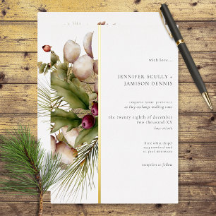 Invitation En Aluminium Mariage de bouquet d'hiver de pin rustique