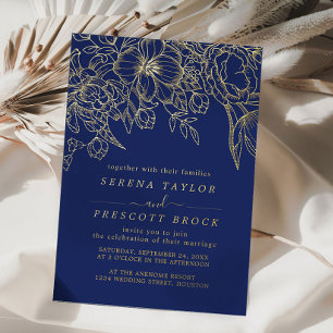 Invitation En Aluminium Mariage de bouquet minimal de la marine réel