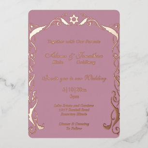 Invitation En Aluminium Mariage de cadre de Swirl juif