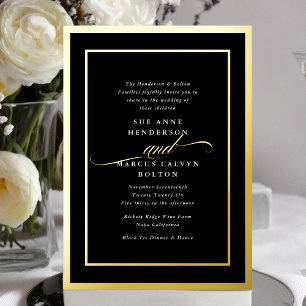 Invitation En Aluminium Mariage de cadre Gold Premium de calligraphie trad