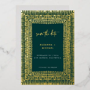 Invitation En Aluminium Mariage de cadre vert Boho Emerald moderne Date de