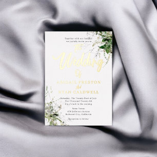 Invitation En Aluminium Mariage de calligraphie à pinceau vert