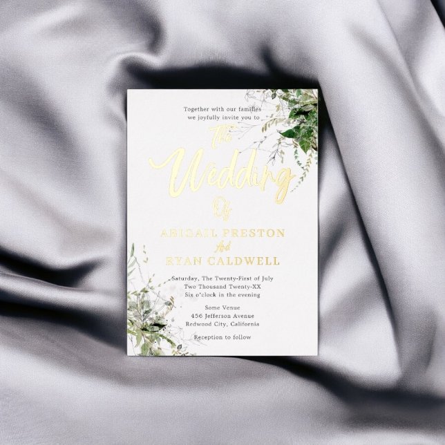 Invitation En Aluminium Mariage de calligraphie à pinceau vert (Créateur téléchargé)