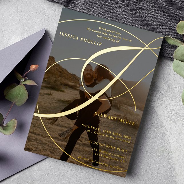 Invitation En Aluminium Mariage de calligraphie de l'esperluette de script (Créateur téléchargé)