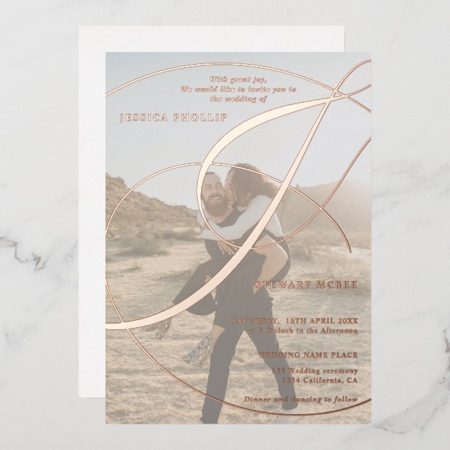 Invitation En Aluminium Mariage de calligraphie de l'esperluette de script (Recto/Verso)