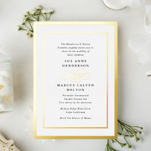 Invitation En Aluminium Mariage de calligraphie moderne en noir et blanc