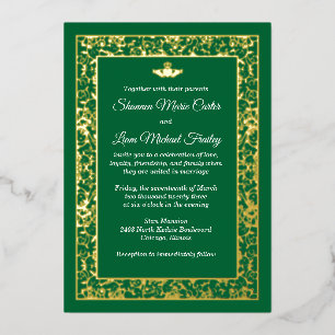 Invitation En Aluminium Mariage de Claddagh à Filigree Floral Gold Foil