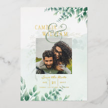 Mariage de CODE QR PHOTO Gold Foil Green Date de s