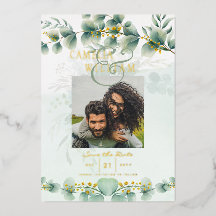 Mariage de CODE QR PHOTO Gold Foil Green Date de s