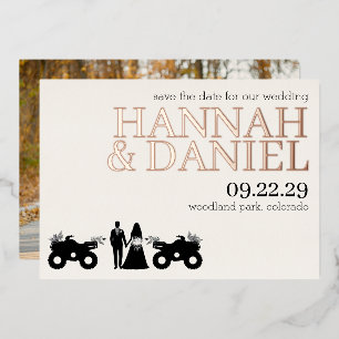 Invitation En Aluminium Mariage de couple en VTT Enregistrer la date