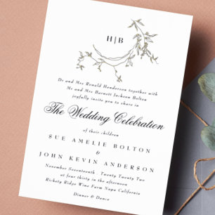 Invitation En Aluminium Mariage de couronne d'or Monogramme classique