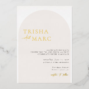 Invitation En Aluminium Mariage de crème minimaliste moderne