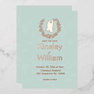 Invitation En Aluminium Mariage de destination à Mississippi   