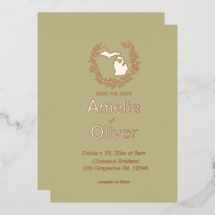 Invitation En Aluminium Mariage de destination dans l'État du Michigan  