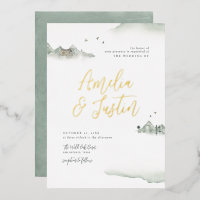 Mariage de destination extérieur aux montagnes aqu