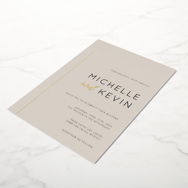 Invitation En Aluminium Mariage de détails Gold Neutrals (Rotation)
