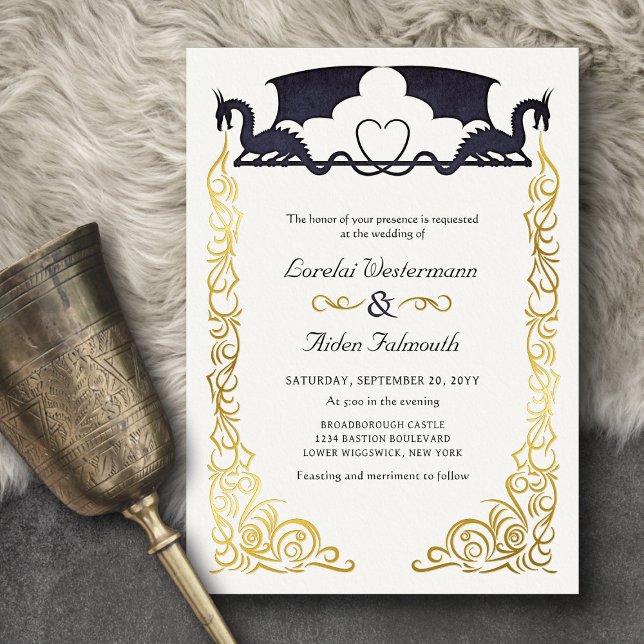 Invitation En Aluminium Mariage de dragon fantastique (Créateur téléchargé)