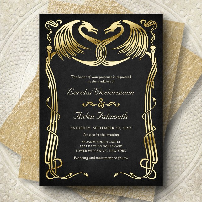 Invitation En Aluminium Mariage de Dragon Fantastique (Créateur téléchargé)