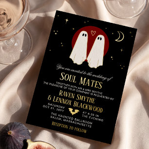 Invitation En Aluminium Mariage de fantômes Halloween pour âmes sœurs roug