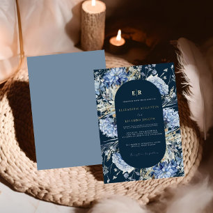 Invitation En Aluminium Mariage de fleurs de printemps bleu Dusty