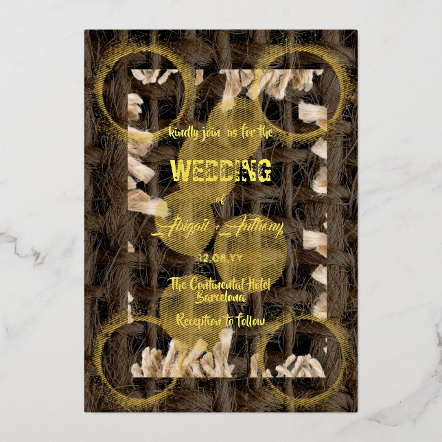 Invitation En Aluminium Mariage de frontière élégant (Recto)