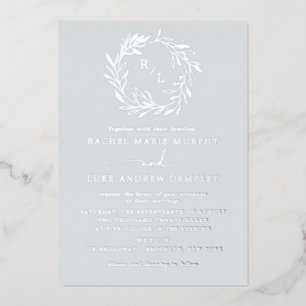 Invitation En Aluminium Mariage de gerbe de laurier botanique Monogramme