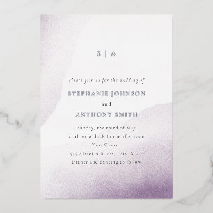 Invitation En Aluminium Mariage de lavage à l'aquarelle de la lavande de m