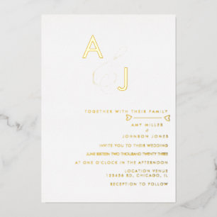 Invitation En Aluminium Mariage de ligne cardiaque moderne Ampersand