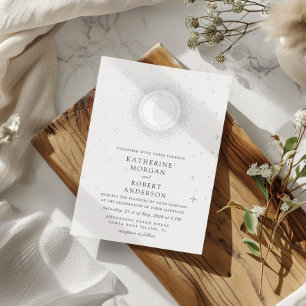 Invitation En Aluminium Mariage de lune des étoiles célestes de minuit