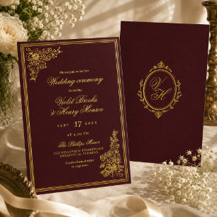 Invitation En Aluminium Mariage de luxe floral Régence Bourgogne