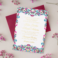Mariage de mandala floral fantaisiste bleu magenta