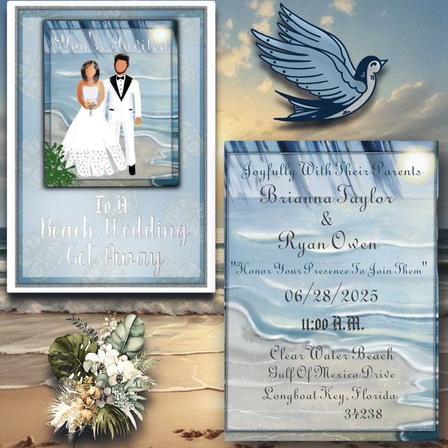 Invitation En Aluminium Mariage de mariage de plage (You can personalize these invitations.)