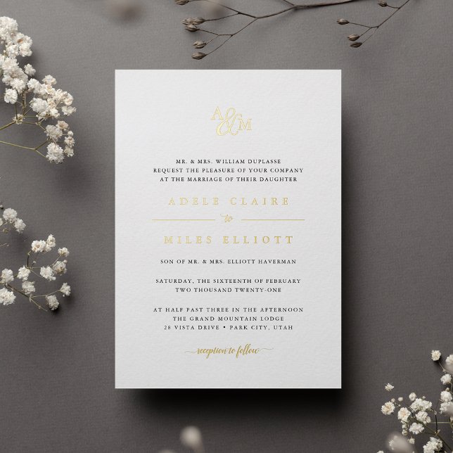 Invitation En Aluminium Mariage de monogramme d'esperluette (Classic monogram wedding invitation)