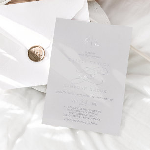 Invitation En Aluminium Mariage de monogramme romantique à huile d'argent 