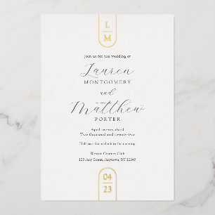 Invitation En Aluminium Mariage de monogramme simple or moderne
