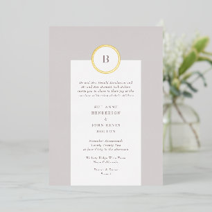 Invitation En Aluminium Mariage de monogramme Taupe et Gold Circle