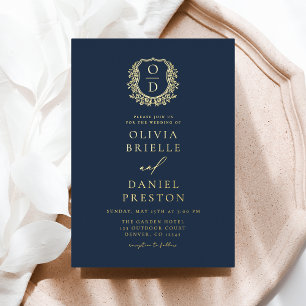 Invitation En Aluminium Mariage de monographie de la crête de la Marine Bl